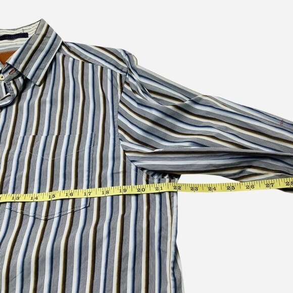 Tommy Bahama Shirt Pinstriped Long Sleeve Button Up 100% Cotton Mens Medium - Picture 4 of 10